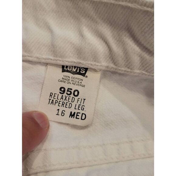 Vintage 1990s Levi's Orange Tab 950 Relaxed Fit Jeans Tapered White Women's 16 - Picture 4 of 5